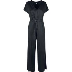 Urban Classics Ladies Satin Wide Leg Belt Jumpsuit Jumpsuit