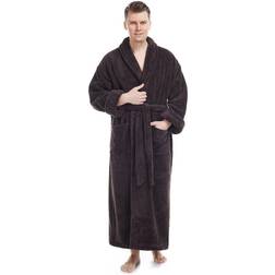 Men's Shawl Collar Full Ankle Length Fleece Bathrobe, Bedding