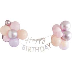 Ginger Ray 'Mix It Up' Happy Birthday Bunting with 24 Latex Balloons-1.5m, Pink