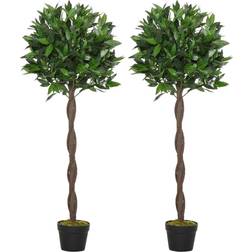 OutSunny Artificial Bay Laurel Trees 120cm Set 2