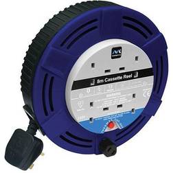 Masterplug Cassette Cable Reel 240V 13A 4-Socket Thermal Cut-Out Blue 8m