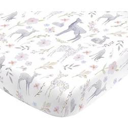 NoJo Mini Floral Deer Fitted Crib Sheet 24x38"