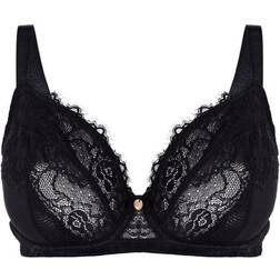 Oola Lace and Logo Non Padded Underwired Bra - Black