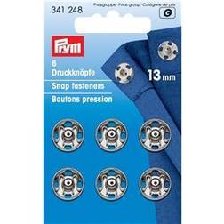 Prym Sew-On Snap Fasteners Brass Silver col 13 mm