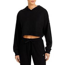 Alo Muse Ribbed Crop Hoodie - Black