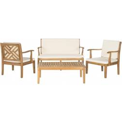 Safavieh Bradbury Outdoor Lounge Set, 1 Table incl. 2 Chairs & 1 Sofas