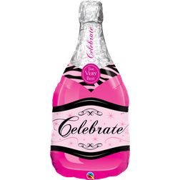 Qualatex 39" Celebrate Pink Bubbly Wine Foil Balloon