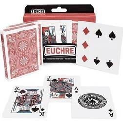 Brybelly Euchre Card Game 2 Specialty Decks, Pre-Stripped to 33 Cards for Classic American Euchre or 32 Card 6-Player Variant Custom Bower Jacks Card Art and Blank Counter Cards Included