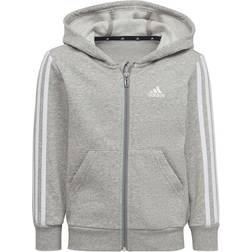 Adidas Essentials 3-stripes Zip Hooded Jacket - Medium Grey Heather/White (H65787)