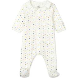 Petit Bateau Babie's Organic Cotton Sleepsuit - Marshmallow White/Multico White (A03UG01070)