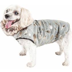 Petlife Luxe Gold-Wagger Gold-Leaf Fashion Designer Fur Dog Coat L