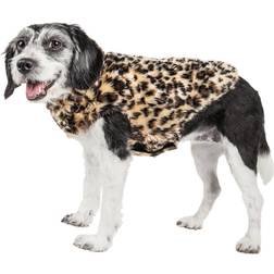 Petlife Luxe Poocheetah Cheetah-Spotted Designer Mink Fur Dog Coat XS