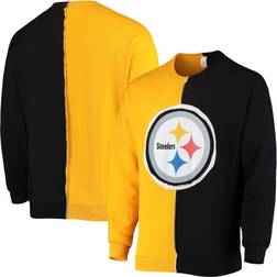 Refried Apparel Men's Black/Gold Pittsburgh Steelers Sustainable Split Center Pullover Sweatshirt