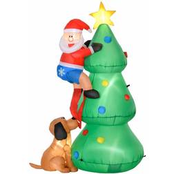 Homcom 6ft Inflatable LED Light With Santa Claus Dog Christmas Decoration