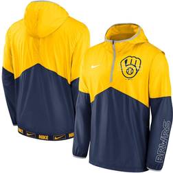 Nike Men's Gold/Navy Milwaukee Brewers Overview Half-Zip Hoodie Jacket