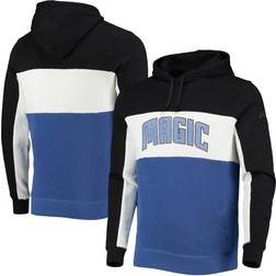 JUNK FOOD Men's Black/White Orlando Magic Wordmark Colorblock Fleece Pullover Hoodie