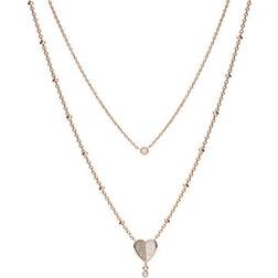 Fossil Folded Hearts Ladies Double Chain Necklace JF03648791