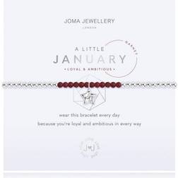 Joma Jewellery A Little Birthstone January Stretch Bracelet - Silver/Garnet