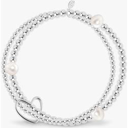 Joma Lila Bead Bracelet - Silver/Pearl