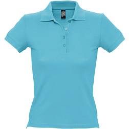 Sol's Women's People Pique Short Sleeve Cotton Polo Shirt - Blue Atoll
