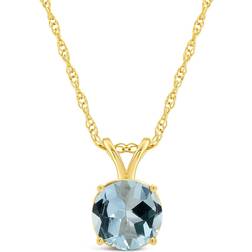 Round Butterfly Pendant Necklace - Gold/Aquamarine