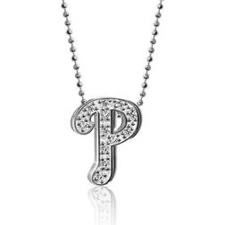 Alex Woo Philadelphia Phillies Little Logo 14kt White Gold & Diamond Necklace