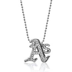 Alex Woo Oakland Athletics Little Logo 14kt White Gold & Diamond Necklace