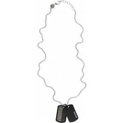 Diesel Double Dogtags Necklace - Silver/Black