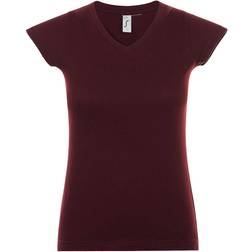 Sol's Moon V Neck Short Sleeve T-shirt - Oxblood