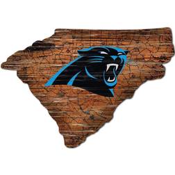 Fan Creations Carolina Panthers Distressed State with Logo Sign Board