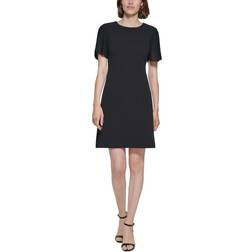 Tommy Hilfiger Women's Pleated-Sleeve Shift Dress - Black