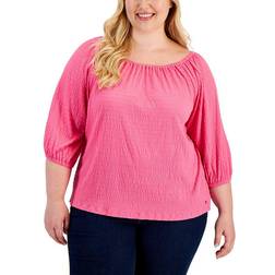 Tommy Hilfiger 3/4-Sleeve Top Plus Size - Dahlia