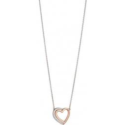 Fiorelli Ladies Heart Necklace - Silver/Rose Gold/Transparent