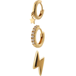 Orelia Lightning and Star Ear Party Set - Gold/Transparent