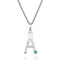 Gemondo Initial A Letter Charm Necklace - Silver/Emerald