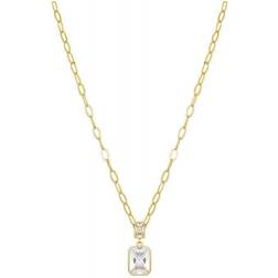 Simply Paperlink Chain Pendant Necklace - Gold/Transparent