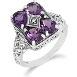 Gemondo Art Nouveau Inspired Statement Ring - Silver/Purple