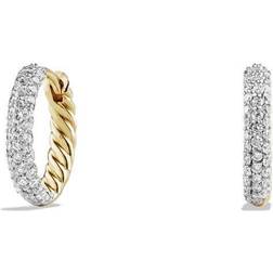 David Yurman 18K Petite Hoop Earrings With Diamonds White/Gold