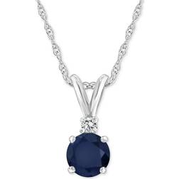 Macy's Pendant Necklace - White Gold/Sapphire