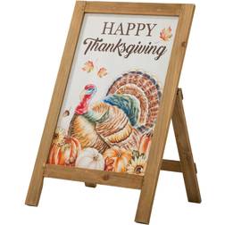 GlitzHome Thanksgiving Turkey Easel Porch Sign, 24"