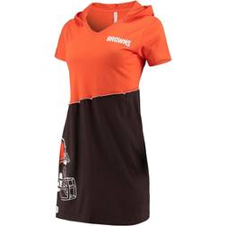 Refried Apparel Women's Orange/Brown Cleveland Browns Sustainable Hooded Mini Dress