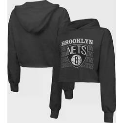 Majestic Brooklyn Nets Repeat Cropped Tri-Blend Pullover Hoodie W