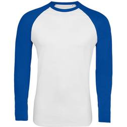 Sol's Mens Funky Contrast Long Sleeve T-shirt - White/Royal Blue