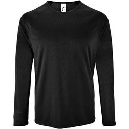 Sols Mens Sporty Long Sleeve Performance T-shirt - Black