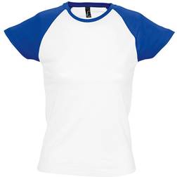 Sol's Womens Milky Contrast Short Sleeve T-shirt - White/Royal Blue