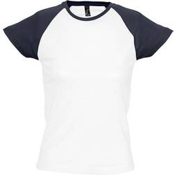 Sol's Womens Milky Contrast Short Sleeve T-shirt - White/Navy