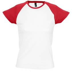 Sol's Womens Milky Contrast Short Sleeve T-shirt - White/Red