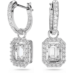 Swarovski Millenia Octagon Cut Drop Earrings - Silver/Transparent