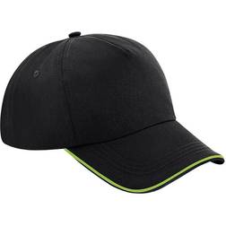 Beechfield Authentic 5 Panel Cap - Black/Lime Green