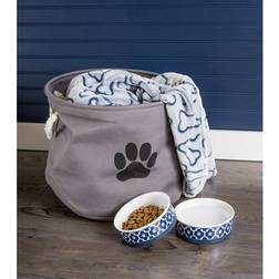 Contemporary Home Living & Thingz Paw Taupe Round Pet Bin